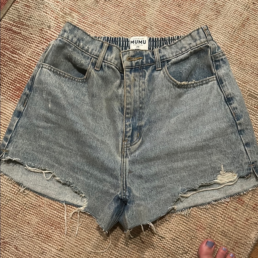 Show Me Your MuMu Blue Distressed Jean Shorts